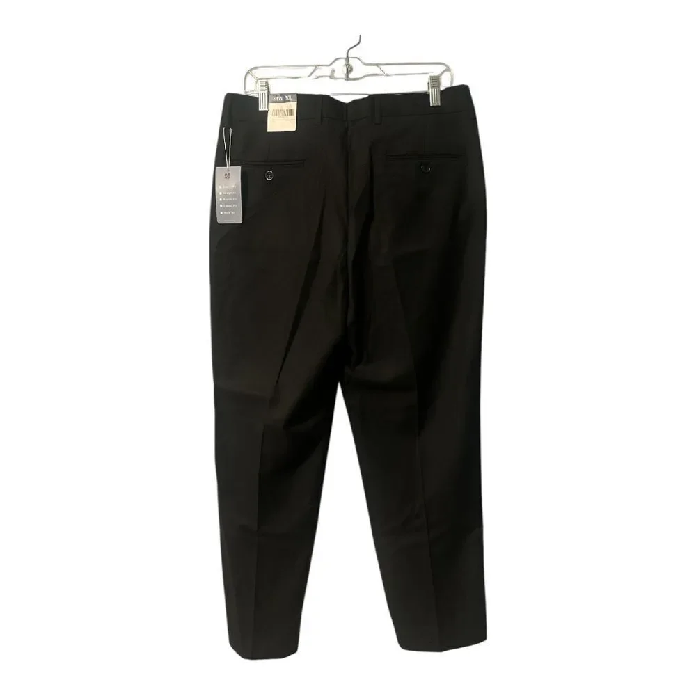 Gboy Studio Mens Black Classic Fit Flat‎ Front Dress Pants, 34x30